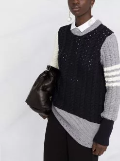 Thom Browne 4-bar stripe colour block knitted jumper