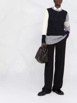 Thom Browne 4-bar stripe colour block knitted jumper