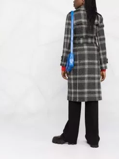 Thom Browne check pattern doubled breasted belted coat