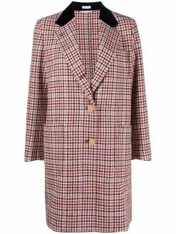 Thom Browne check button-front coat