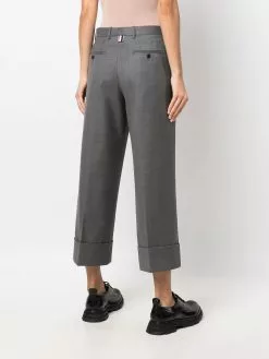 Thom Browne cuffed-hem cropped trousers