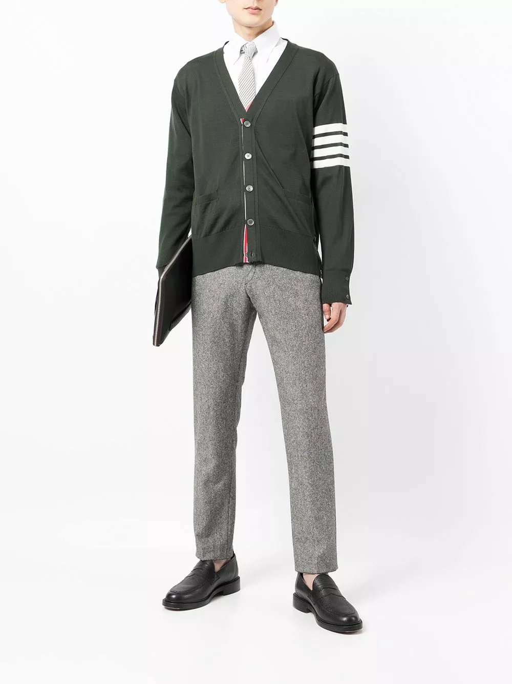 Thom Browne Intarsia knit 4 Bar stripe cardigan cardigans of men 2 Thom Browne intarsia-knit 4-Bar stripe cardigan