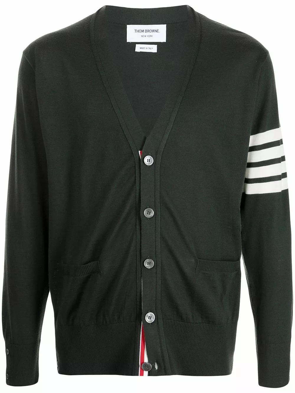 Thom Browne Intarsia knit 4 Bar stripe cardigan cardigans of men 1 Thom Browne intarsia-knit 4-Bar stripe cardigan