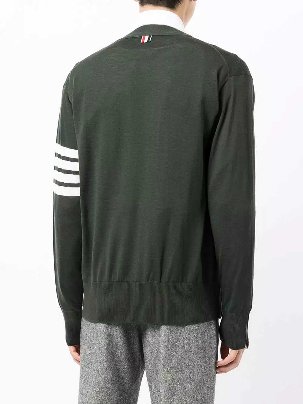 Thom Browne Intarsia knit 4 Bar stripe cardigan cardigans of men 4 Thom Browne intarsia-knit 4-Bar stripe cardigan