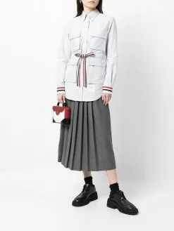 Thom Browne RWB-stripe flap-pocket shirt