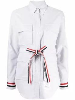 Thom Browne RWB-stripe flap-pocket shirt