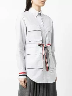 Thom Browne RWB-stripe flap-pocket shirt