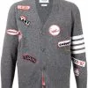 Thom Browne 4-bar logo-patch V-neck cardigan