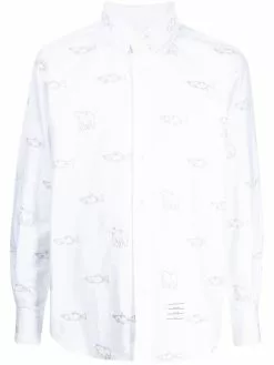Thom Browne animal-embroidered long-sleeve shirt