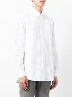 Thom Browne animal-embroidered long-sleeve shirt