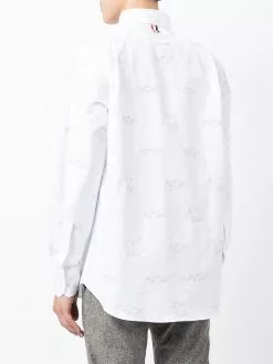 Thom Browne animal-embroidered long-sleeve shirt