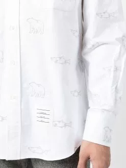 Thom Browne animal-embroidered long-sleeve shirt