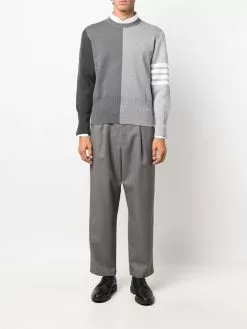 Thom Browne two-tone crew neck sweatshirt